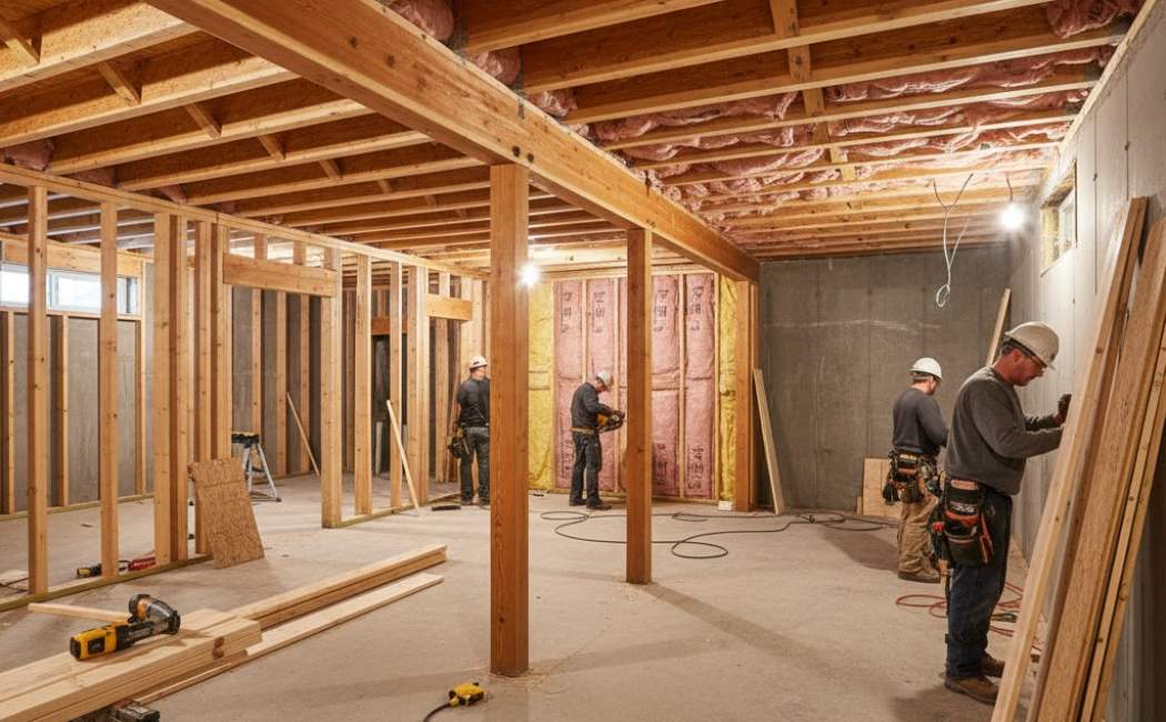 Custom basement framing upgrade for Montana home renovation projects
