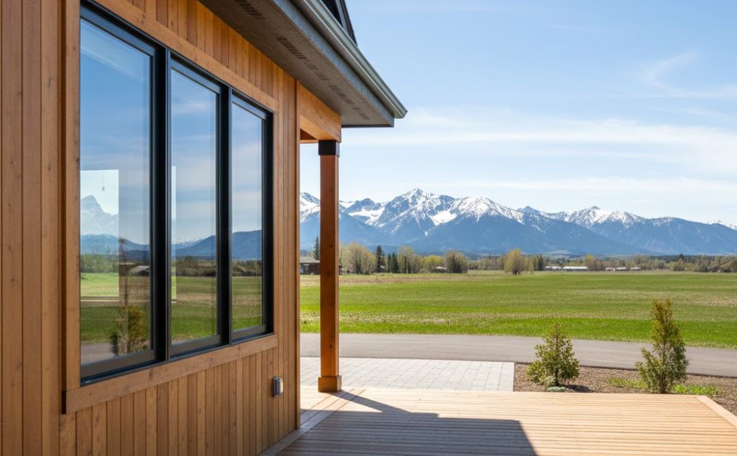 New energy-efficient wood siding protects a Montana home from winter damage