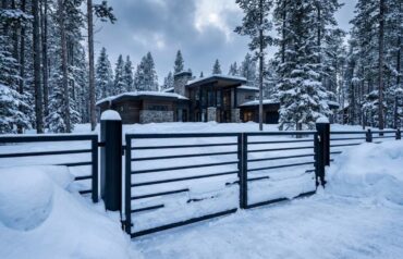 steel fence withstands heavy snow load in Montana winter