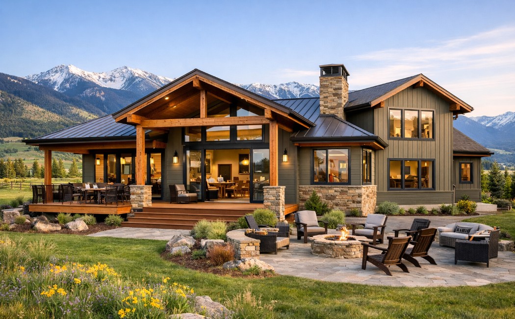 Modern Montana home remodeling trends 2026 with open floor plan and natural wood accents