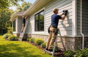 Modern home with newly installed energy-efficient siding, improving cooling and insulation for summer comfort.