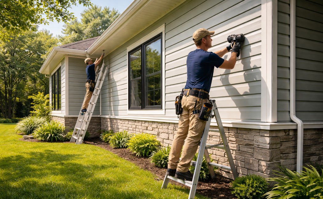 Modern home with newly installed energy-efficient siding, improving cooling and insulation for summer comfort.
