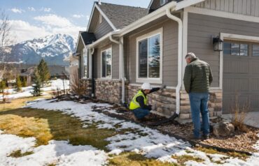 April home exterior inspection in Montana after snow melt with roof, siding, and drainage check